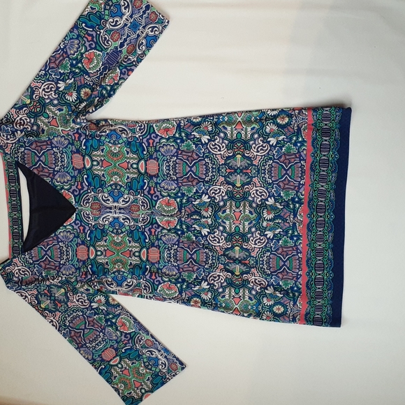 Laundry Shelli Segal LA Blue Bright Floral Shift Dress Cut Out Dopamine Large - Picture 4 of 8